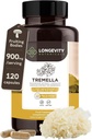 Integratore di capsule di funghi di Tremella Organico (120) | Corpo di fruttificazione 10:1 Estratto di fungo di neve ad alta resistenza | 10% Beta-D Glucans | 9000mg Raw Equivalent Per Serving | Supporto per l'idratazione e il cervello della pelle