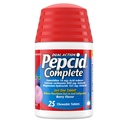 Riduttore di acido completo di peptidi + acido per il riflusso acido, 10 mg di Famotidina, carbonato di calcio di 800mg & 165 mg di idrossido di magnesio per la medicina di bruciore di stomaco Tablet, chews di azoto, bacche, 25 ct