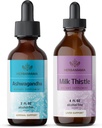 HERBAMAMAMA Kit di gocce liquide a base di erbe - Bundle di Ashwagandha Root Tincture 2 fl oz & Milk Thistle Extract 4 fl oz - Vegan, Non-GMO, Sugar & Alcohol-Free - 2 Pack
