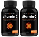 NutraChamps (2 Pack) Vitamina C 1000mg con Elderberry, Citrus Bioflavonoids & Rose HIPS - 120 Capsule Vegan, Non OGM Antiossidante Supplemento per la salute e la produzione di collagene immunitario 500mg