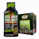 Vitamin Energy Workout+ Extra Strength Energy Shot Sour Apple 24 Pack, 260mg Natural Caffeine, Pre-Workout, B-Vitamins, Minerali, Endurance & Performance, Zero Sugar, Gluten-Free, Vegan, 1.93 fl oz