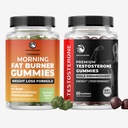 Mattina Fat Burn Gummies & Testosterone Booster Suppplement | Test Booster Fat Burner & Metabolism Support con tè verde & lampone chetoni | Appetite Suppressant & Energy Support | 1 mese di fornitura