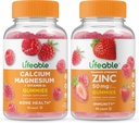 Magnesio di calcio vitale + zinco 50mg, Gummies Bundle - Grande degustazione, Supplemento di vitamina, Senza glutine, OGM libero, Masticabile