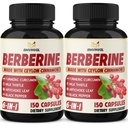 2 Pack Berberina HCl- Plus Ceylon Cinnamon, Turmerico, Latte Thistle, Artichoke, Pepe Nero, Berberina HCI Root Supplementi Pillole - Sistema immunitario