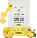 MommaBear Nausea & Motion Sickness Lollipops – Non OGM Lemon & Ginger Candy per Nausea – Organic Lollipops for Kids 3+ & Pregnant Women to Alleviate Queasiness – Tenentemente sigillato per freschezza (10 Pack)