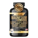 Magnesio Complesso Supplemento - 10 Formazioni Attive, Glycinate, Citrato, Malato, Ossido, Taurate, Aspartato, Gluconato, Ascorbate, Lattato, Carbonato, Più con Vitamina C B1 B2 B6 B12