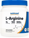 Polvere L-Arginina Nutricost 500 Grammi (1.1lbs) - Polvere L-Arginina pura - 5000mg Per Serving; 100 Serve