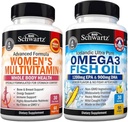 Multivitaminico giornaliero per le donne capsule (1 mese di fornitura) Plus Triple Strength Omega 3 Fish Oil Softgels (1 mese di fornitura)