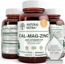 Zinco di Magnesio di Nutra naturale (Cal-Mag Zinc) Supplemento con Vitamina D3 per la Forza di Bone, aiuta a migliorare la digestione, la salute senza glutine e senza zucchero, Complesso minerale essenziale (100 Conte)