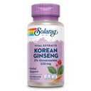 Estratto di radice di Ginseng coreano SOLARAY - Supporto di erbe per lo stress occasionale, l'energia e la resistenza fisica - 5% Ginsenosides - Vegan, Lab verificato - 60 Serve, 60 VegCaps