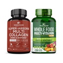 Totale benessere Super-Absorb Multi Collagen Pillole (Tipo I II III V X) Erbe organiche e Bioperine + Intero Cibo Multivitamina per gli uomini - Naturale Multi Vitamine, Minerali, Estratti organici Bundle