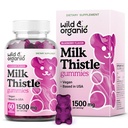 Wild & Organic Milk Thistle Gummies 1500 mg - Integratore di cardo al latte per disintossicazione del fegato - Gummie del disintossico del fegato del silimarin - 30 giorni di alimentazione - 60 Vegan, Chews non OGM