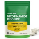 NAD Supplement, 900mg - Liposomal Nicotinamide Riboside NAD+ Supplemento con Resveratrolo Supporta il muscolo, il cervello, l'energia cellulare - NMN supplemento alternativa per gli uomini e le donne, 80 capsule (pacchetto di 1)