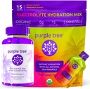 albero viola post-calcolazione Wellness + Hydration Electrolyte Packets | Riidratazione organica, buon fegato | bottiglia 30ct + 15 Stick di idratazione per l'acqua