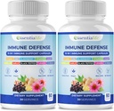 Integratore di supporto immunitario - 2 pacchetti 10 in 1 Elderberry, Echinacea, Vitamina D, Vitamina C 1000mg & Zinc Supplement - con Booster immunitario per adulti - 120 capsule di vitamine