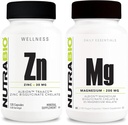 NutraBio Zinc Chelato e Integratore di Magnesio Reagito Bundle – Integratore di Vitamina Bundle può aiutare a sostenere il sistema immunitario e la salute di ossa