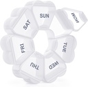 Grande organizzatore di pillole settimanali, scatola di pillole 7 giorno, KAPENS Daily Vitamin Case Large Capacity Compartments, contenitori di pillole per i supplementi di medicina dell'olio di pesce, bianco