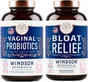 WINDSOR BOTANICALS Bloat Relief Probiotic con enzimi e probiotici vaginali - Bundle di salute digestivo e vaginale