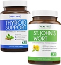 Bundle of St. John's Wort & Thyroid Support - Mood Boost & Balance Bundle - St. John's Wort (Non-GMO) con potente 900mcg Hypericin Extract & Thyroid Support con Iodio per il miglioramento dell'energia