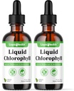 Gocce di clorofilla liquida di LIQUIDHEALTH - Deodorizzatore interno, Antiossidanti, Detox del fegato, Supporto immunitario, Alleviare il respiro cattivo, Ridurre l'appetito, Collage per la salute dei capelli e della pelle - Vegan, Non OGM (2 Pack)
