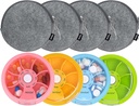 Organizzatore di pillole settimanali INVODA 7 scomparti scatola di pillole rotanti per farmaci giornalieri &amp; vitamine - caso di pillole di viaggio portatile Pesce olio Supplementi Vitamine organizzatore (4 Pill Box + 4 Bag)