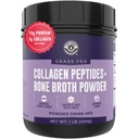 Polvere di brodo di 16oz con Peptidi di collagene di Fed di erba - non infiammata, Carbo Zero, Latticini Free, Nessun Additivo, Nessun Filler - Natural Source Type I e III - Grass Fed Bone Broth Collagen Powder