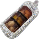 Bling Pill Organizer - Cute and Compact Pill Box for Purse - Elegant Pill Case with Sparkling Design - Travel-Friendly Medicine Holder -Slide in/Out Design Pill Organizer (Silver)