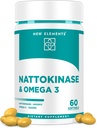Omega 3 Fish Oil 1200mg con Nattokinase Supplement 4000 FU Organic | DHA | EPA | Nattokinase derivato dal giapponese Natto | Supporto cardiovascolare e circolatorio | Supporto per la salute del cuore | 60 Softgels