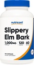 Nutricost Slippery Elm Bark Capsule 1000mg Per Serving, 120 Capsule - Non OGM, Senza glutine, Per vegetariani