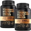 4-in-1 Integratori Turmeri e Aglio con BioPerine – 2360mg Turmeric Ginger Root Capsule con Aglio – Alto Potency Herbal Blend (120 ct, Confezione di 2)