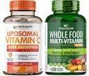 Intero benessere Liposomal Vitamina C Capsule (200 pillole 1500mg Buffered) Alto assorbimento + cibo Multivitamina per gli uomini - Naturale Multi Vitamine, Minerali, Estratti organici Bundle