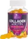 Gommie di collagene con 2500mcg Biotina, Vitamina C & Zinc - Peptide di collagene idrolizzato Tipo 1 & 3 Supplemento - Capelli Avanzati, Supporto per la crescita della pelle & uomini, Senza glutine, Non OGM - 60 Conte