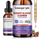 GREENPEOPLE Cleanse Detox & Repair - 27-In-1 Gocce di rene e fegato con 20:1 estratto di mirtillo & Chanca Piedra, supplemento gratuito di alcol per il supporto del fegato del tratto urinario (2 Oz 1 pacchetto, mirtillo)