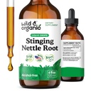 Wild & Organic Sting Nettle Tincture - Sting Nettle Root Extract Drops for Men & Women - Liquid Urtica Dioica Supplement - Vegan, Sugar & Alcohol-Free - 4 fl oz