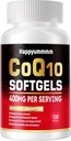 CoQ10-400mg-Softgels con PQQ, Omega-3, Coenzyme Q10 (Ubiquinone) supplemento per alto assorbimento, potente-antiossidante, cuore di sostegno & produzione di energia, 120 Serve.