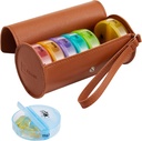 FGcase organizzatore settimanale di pillole 2 volte al giorno grande 7 giorni scatola di pillole arcobaleno con pelle marrone PU Custodia di viaggio portatile contenitore di farmaci AM PM scatola di pillole per vitamine, oli di pesce, medicina, integratori
