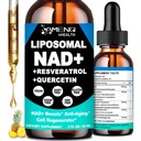 Supplemento NAD, Liposomal NAD Nicotinamide Riboside Resveratrolo 900mg Quercetion, TMG, Vitamina B3, High Potency NAD Plus Supplemento liquido per rigeneratore cellulare, Longevità, Energia, Anti-invecchiamento, Focus