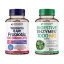 Intero benessere Dr. Formulated Raw Probiotics per le donne 100 miliardi di CFU + enzimi digestivi 1000MG Plus Prebiotics & Probiotics Supplement Bundle