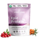 Sprout Living Epic Protein, Plant Based Protein & Superfoods Powder, Pro Collagen, Berry | 15 Grammi Organic Protein Powder, Vegan, Non Dairy, Non OGM, Gluten Free, Low Sugar (0.7 Pound, 12 Servings)