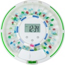 Distributore automatico di pillole, organizzatore di farmaci 28 giorni, fino a 6 dosi al giorno, 6 modelli di dosaggio, avvisi di suono e luce & chiave per vitamine, supplementi (Lid congelato)