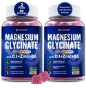 Magnesio Glycinate 500mg/250mg per adulti adolescenti - Plus D3, B6 & Zinc - Magnesio Glycinate Gummies, Alta Assorbimento - Supporto per il relax,Brain,Bone & Immunity Health - Sugar Free - 120Cts