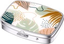 Nipichsha Pill Box, Small Pill Case for Purse & Pocket, Cute Travel Medicine Organizer, Portable Medicine Container Holder to Holding Vitamins, Medication, Fish Oil & Supplements, Boho Leaves