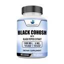 Supplementi standard americani Nero Cohosh 1300mg Per servire con Estratto di frutta di pepe nero - Vegan, senza glutine, non OGM, 90 capsule, 45 porzioni