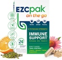 EZC Pak On The Go Immune System Booster with Echinacea, Vitamina C, Zinco, Integratore di Supporto Immune, Vitamine Immunità per Adulti, Imballaggio Indipendente, Vegetariano, Senza Glutine