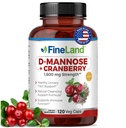 FineLand D-Mannose + Cranberry – 1600mg per Serving – 120 capsule vegane – Supporto per la salute del tratto urinario e della vescica – Non OGM, senza glutine, Made in USA