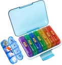 MURRI&MURRDI Pill Organizer 4 volte al giorno, Daily Pill Box Large Weekly Medicine Case 7 giorni Dispenser Pill Holder per pillole, vitamine, Fish Oils, farmaci, integratori (28 celle, multicolore)