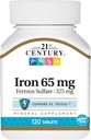 21 ° secolo ferro 65 Mg ferroso sulfato 325 Mg compresse, 120 conteggio (pacchetto di 2)