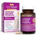 Probiotico dell'equilibrio dell'ormone di Nouri giornaliero per le donne | Supporta estrogeno sano, PMS, PCOS, Perimenopause, pH vaginale, lievito, salute del fegato, pelle e immunità | 7 strati + olio Omega Vegan | fornitura di 30 giorni