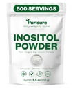 Polvere di Myo-Inositol Purisure, 250g, fertilità, equilibrio ormonale e supporto ovarico, polvere di inositolo puro, integratore di Myo Inositol per sostenere l'energia e il benessere del cervello, Vegan, non OGM, 500 Servings