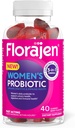 Probiotici Gummies Florajen Donna - Prebiotico a tripla azione + Probiotico + Mirtillo per Digestivo, Urinario, & Supporto immunitario - Fast-Acting - Vegan & Gluten-Free - 40-Count